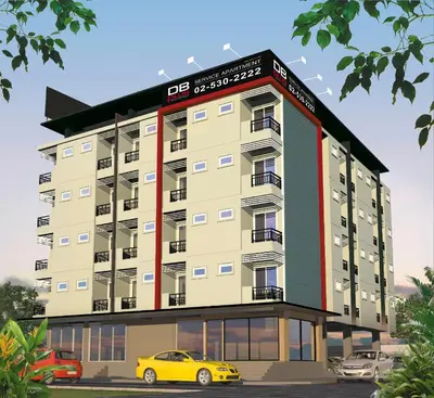 a rendering of a building with a yellow car in front at DB Plus 1 in Bangkok