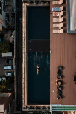 an overhead view of a door in a building at De Prime Rangnam Hotel in Bangkok