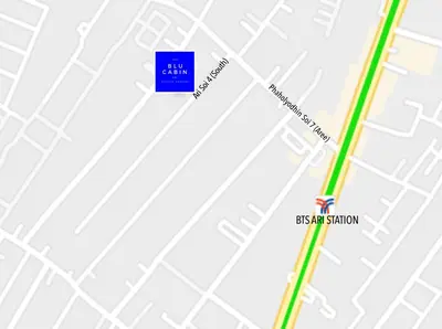 a map of the bus station in dubai at Blu Cabin Ari Stylish Gay Poshtel in Bangkok