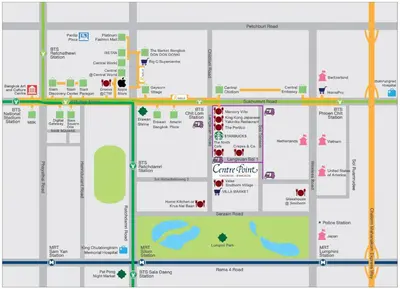 a map of the centennial centre campus at Centre Point Hotel Chidlom Bangkok in Bangkok