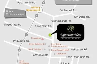 a map of the new patagonian road at Rajparop PLace in Bangkok