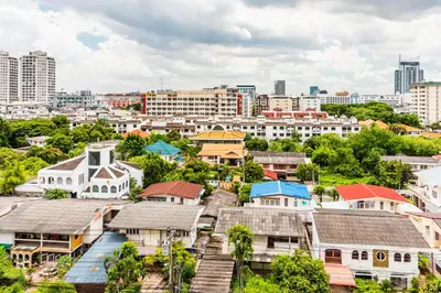 a cityscape of a city with houses and buildings at Livotel Express Hotel Ramkhamhaeng 50 Bangkok - No Parking in Bangkok