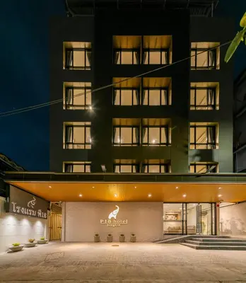 a rendering of the exterior of a hotel at night at P18 Hotel Bangkok in Bangkok