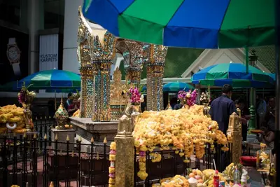 a display in a market with a large structure at The Berkeley Hotel Pratunam in Bangkok