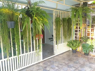 a hallway with plants and a white fence at 297 Nature Residence in Bangkok