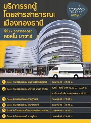 a poster for a building with a bus in front of it at Popular Condo C2 in Nonthaburi