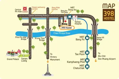 a map of the mrap proposed for the freeway at 398 HOSTEL in Bangkok