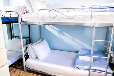 a group of bunk beds in a dorm room at Bangkok Canale Home at Khaosarn in Bangkok