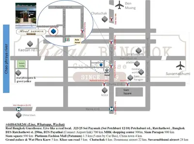 a map of the intersection of a street at Real Bangkok Guesthouse Private 3BR Home 3 Min to BTS Ratchathewi in Bangkok