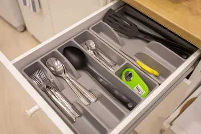 a drawer filled with utensils in a kitchen at P1 Silom Pan large room full kitchen WIFI 4-6pax in Bangkok