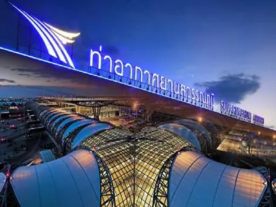 a view of a stadium at night at Impact Don Mueang Bangkok Guest House in Thung Si Kan