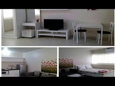 two pictures of a living room and a living room with a tv at Poppular Palace Don Mueang Bangkok, 5-minute drive from Impact Arena in Ban Bang Phang
