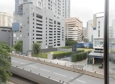 a view of a street in a city with tall buildings at Lemon Siam Hostel Free Breakfast in Bangkok
