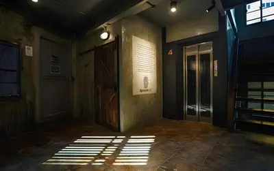 a hallway with a door and a window and sunlight at Episode 11 Hostel Sukhumvit in Bangkok