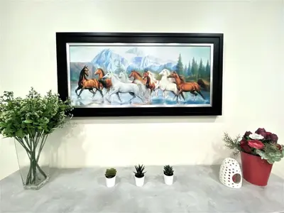 a painting of horses running on a wall at At FOUR-6 Bed, CITY CENTER, Nana BTS, MBK, Central World, Siam in Bangkok