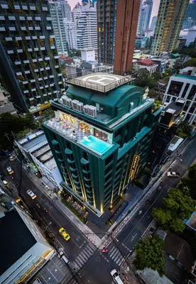 an overhead view of a building in a city at Public House Bangkok, a Member of Design Hotels in Bangkok