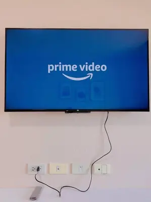 a tv screen with the name of prime video on it at 29th floor Studio, Cozy Workplace, Long stay, wide space in Amphoe Phra Khanong