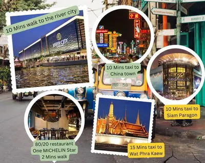 a collage of pictures of different sights and landmarks at 77 Old Town in Bangkok