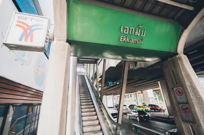 a sign on the side of a building with a street at Chill Inn Bangkok in Bang Kapi