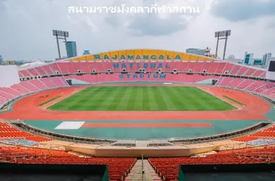 an empty baseball stadium with a baseball field at Monte Rama 9 near JodFair Market in Bangkok