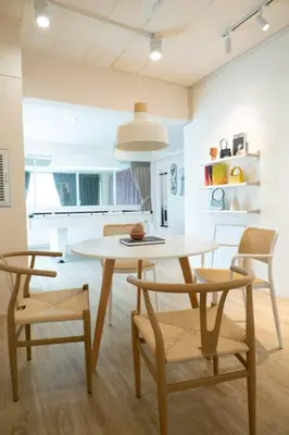 a dining room with a table and chairs at 2BR minimal mu-ji style 130SQM ~ in Makkasan